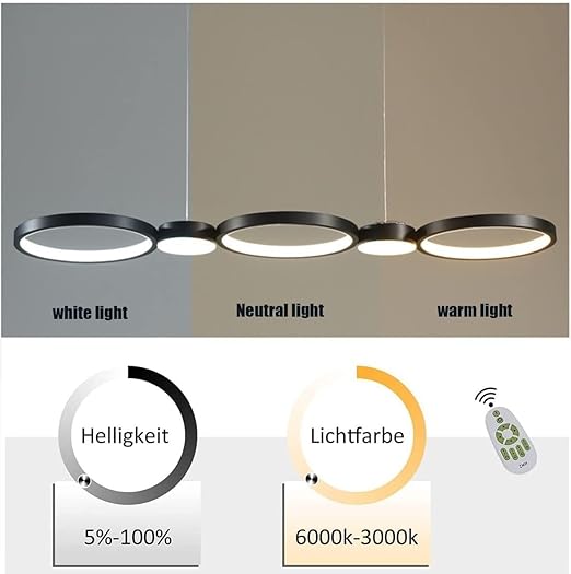 Photo 1 of 5-Lights LED Pendant Light Dimmable Chandelier with Remote Control Black Dining Table Pendant Lamp Height Adjustable,Modern Decor