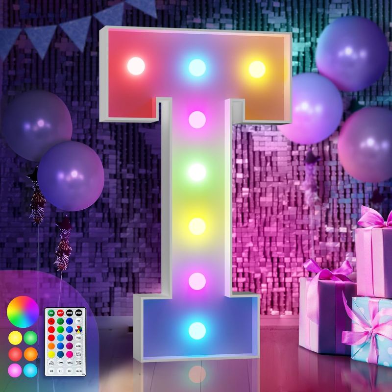 Photo 1 of **SIMILIAR TO PICTURE**3 FT LIGHT UP PINK MARQUEE LETTER T 