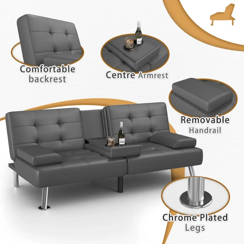 Photo 1 of ***MISSING PARTS/INCOMPLETE**Homall Futon Sofa Bed Faux Leather Couch Modern Convertible Folding Recliner with 2 Cup Holders