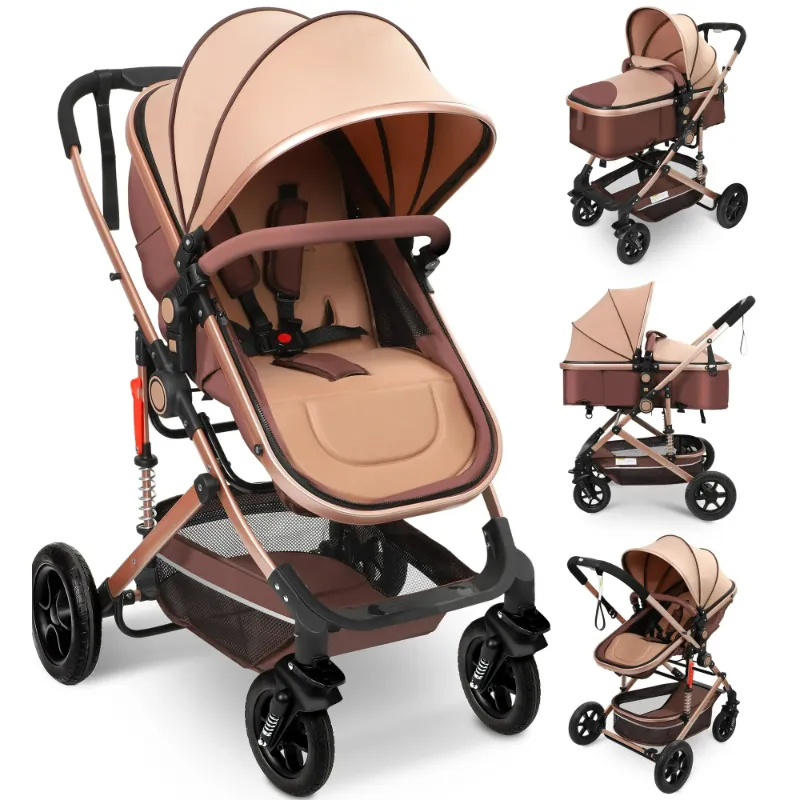 Photo 1 of ***NEEDS TO BE REASSEMBLED***Vomeast Baby Stroller, Foldable Baby Stroller Reversible Bassinet, Travel Stroller for Newborn, Khaki & Brown