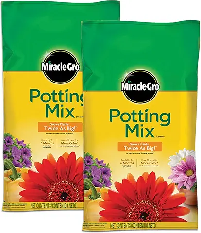 Photo 1 of Miracle-Gro Potting Mix, For Container Plants, Flowers, Vegetables, Shrubs, Annuals, Perennials, Feeds up to 6 Months, 8 qt.