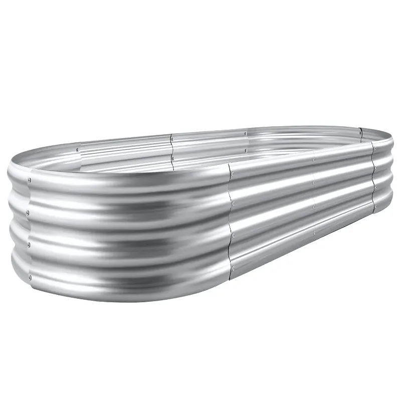 Photo 1 of Galvanized Raised Garden Bed Kit, Galvanized Planter Raised Garden Boxes Outdoor, Oval Metal Raised Garden Beds for Vegetables
