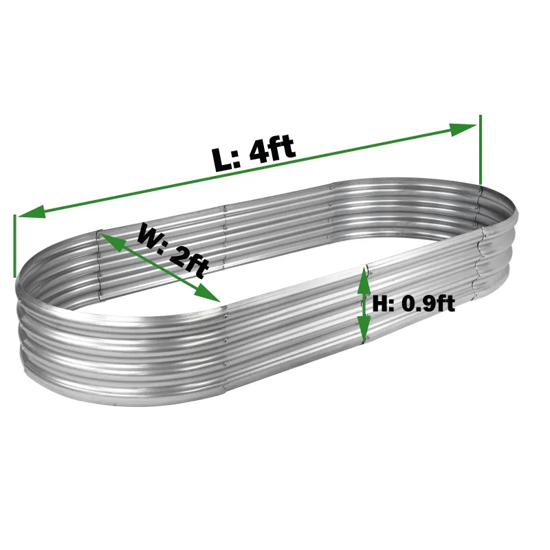 Photo 1 of Galvanized Raised Garden Bed Kit, Galvanized Planter Raised Garden Boxes Outdoor, Oval Metal Raised Garden Beds for Vegetables
