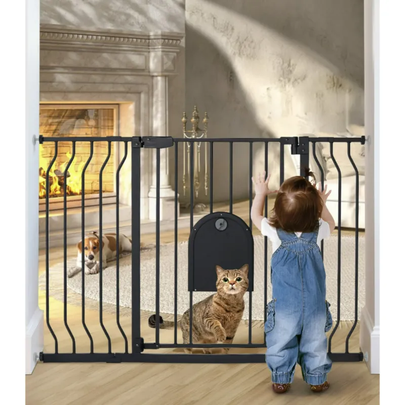 Photo 1 of 29.5-48.4'' Baby Gate Baby Fences, 30" Tall Pressure Mounted For Doorway Stairs, Black
