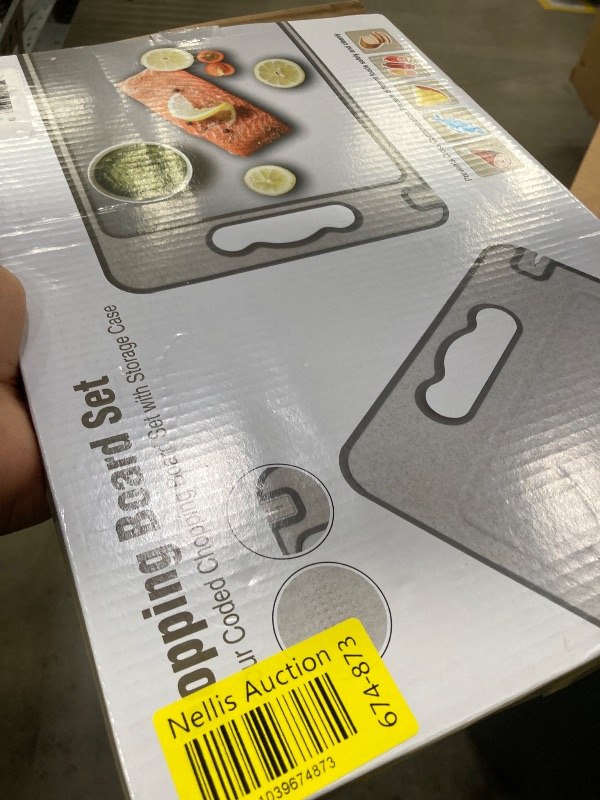 Photo 1 of ***only one, missing case*** Titanium Cutting Board, Double Sided Chopping Board for Kitchen, Non Toxic Non Slip Cutting Board, Juice Groove, Food-Grade, Titanium and Wheat Straw PP, Dishwasher Safe, Easy to Clean ?