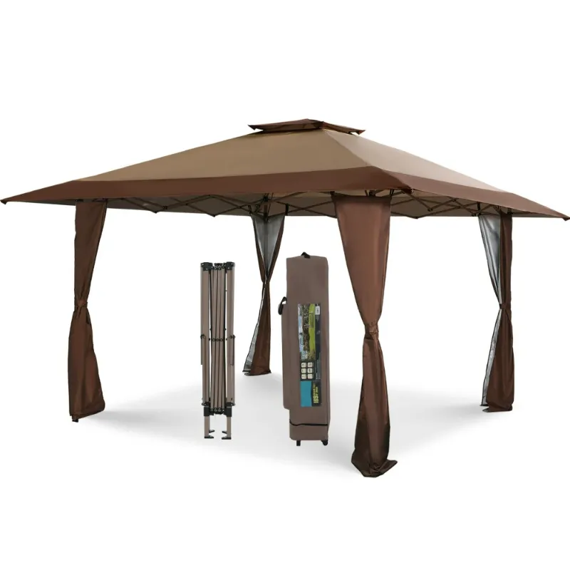Photo 1 of ***BROKEN/PARTS ONLY***Summit Living 13 x 13 ft Pop Up Canopy Tents Event Shelter for Outside Party Brown
