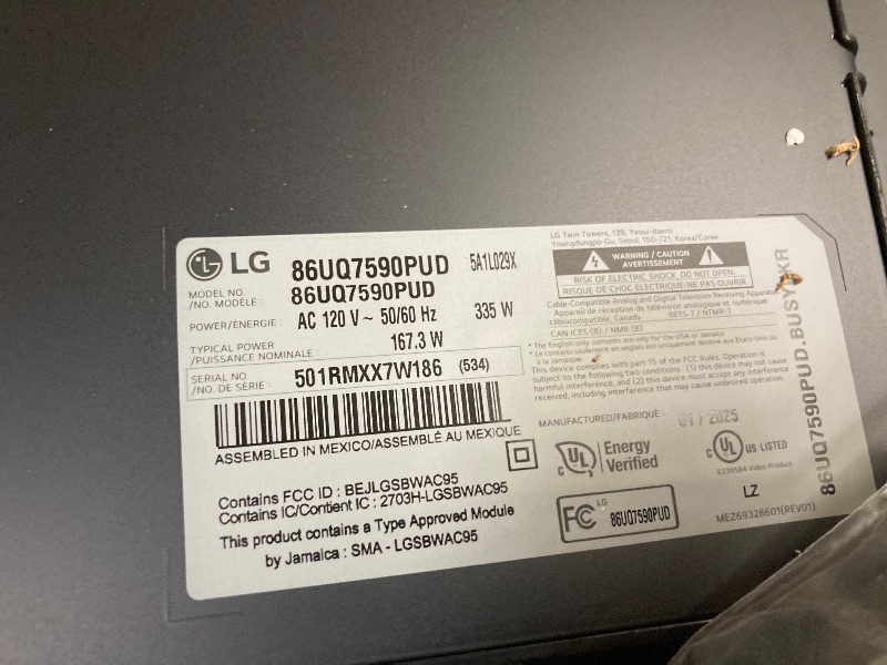 Photo 1 of ***PARTS ONLY***
LG UQ7590 86-Inch Class UHD Smart TV 86UQ7590PUD, 2022 - AI-Powered 4K, Alexa Built-In, Grey