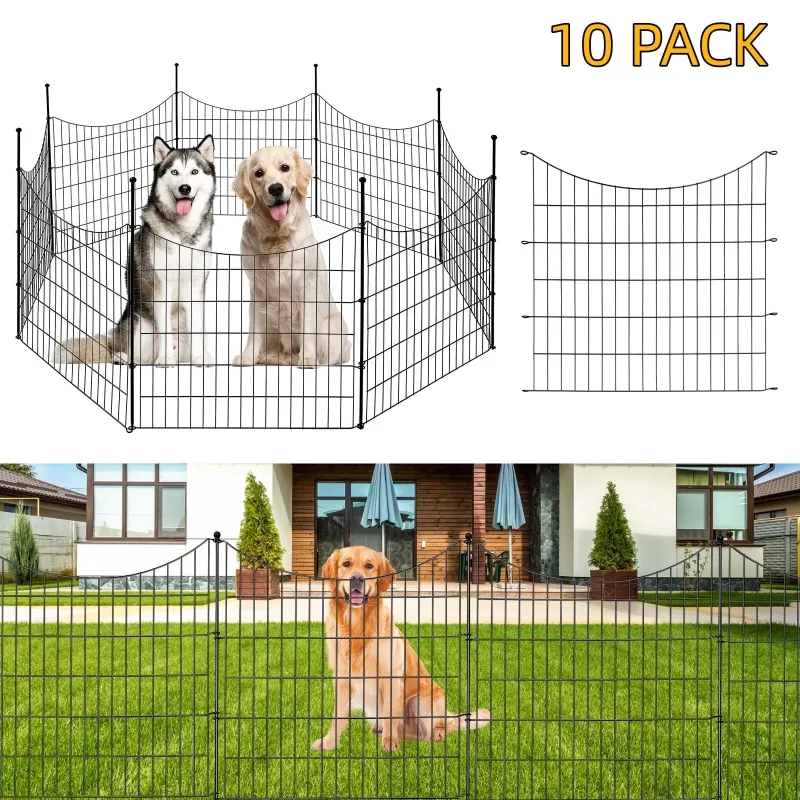 Photo 1 of BSHAPPLUS® Garden Fence 10 Pack ,33in (H) x 24ft (L) Metal Fence,Rustproof Decorative Fence,Animal Wire Fence,Wrought Iron Fence, Outdoor Picket Fencing No-Dig for Yard, Lawn and Patio Borders
