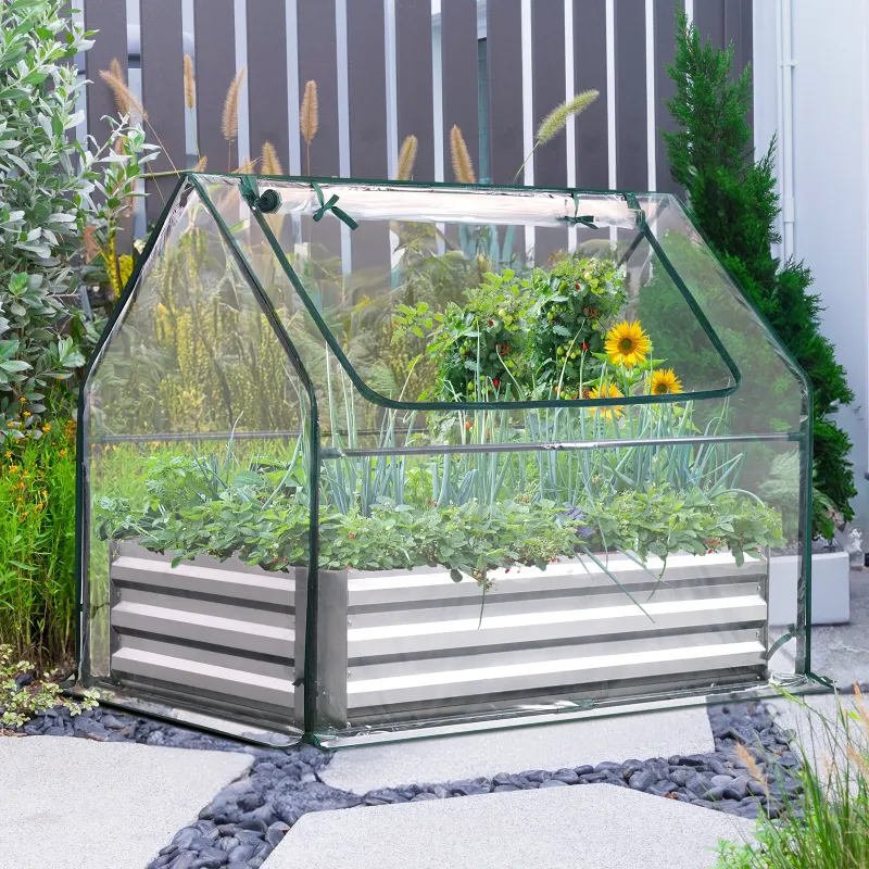 Photo 1 of ***MISSING PARTS***Quictent 49(L)x37(W)x36(H) in Extra-Thick Galvanized Steel Raised Garden Bed with Greenhouse Dual Use (Clear)

