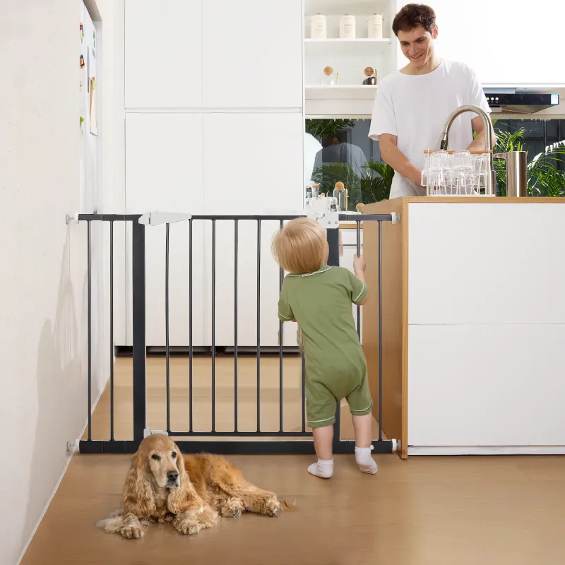 Photo 1 of Babelio 29.5''-43'' Auto Close Baby Gate for Doorways and Stairs, Dog/Puppy Gate, Pressure Mounted, Black
