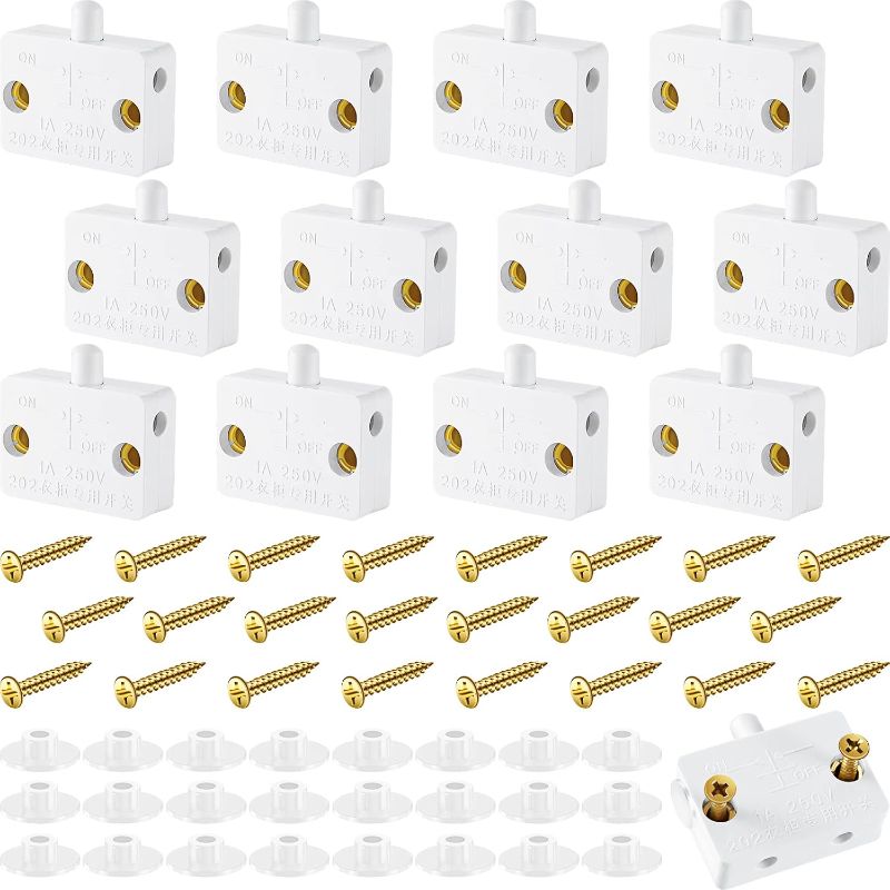 Photo 1 of 12 Pieces Cabinet Door Switch for Closet Light Automatic Touch Door Activated Lamp Switch for Wardrobe Applicable to 12V 24V 110V (White