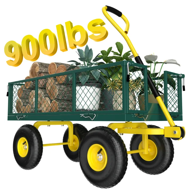 Photo 1 of ***(MISSING HANDLE & SCREWS, FRONT WHEEL NOT SECURE, MISSING SCREWS, SOME SCUFFS/SCRATCHES, NOT IN BOX)***
Firstness Heavy Duty Garden Cart, 900 lbs Capacity Garden Wagon with Removable Sides, Green
