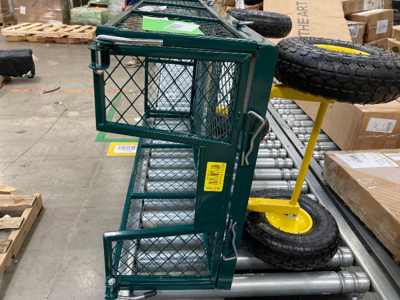 Photo 1 of ***(MISSING HANDLE & SCREWS, FRONT WHEEL NOT SECURE, MISSING SCREWS, SOME SCUFFS/SCRATCHES, NOT IN BOX)***
Firstness Heavy Duty Garden Cart, 900 lbs Capacity Garden Wagon with Removable Sides, Green
