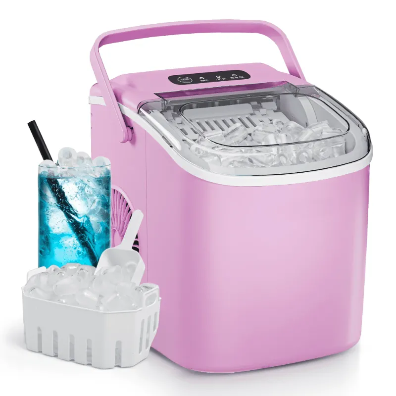 Photo 1 of **MISSING SCOOP AND BASKET/NO HANDLE**Simzlife Countertop Ice Maker with Handle,Portable Ice Machine with Basket and Scoop, 9 Bullet Ice In 6 Mins, 26Lbs/24H, Self-Cleaning
