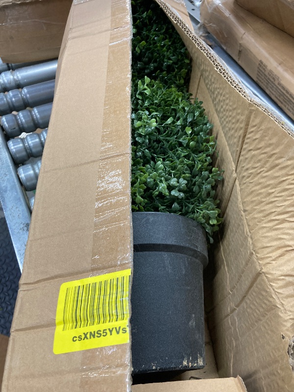 Photo 1 of **PLASTIC POT IS DAMAGED**Nearly Natural 3ft. Artificial Triple Ball Boxwood Topiary Tree (Indoor/Outdoor) T2021, Green