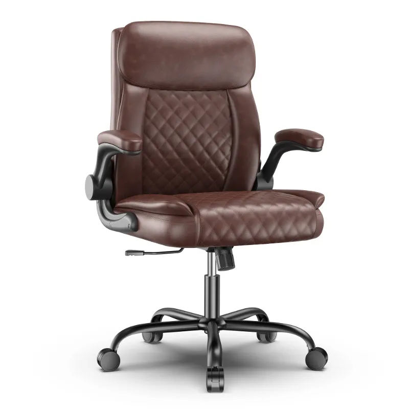 Photo 1 of ***MISSING PARTS**Seenda Big and Tall Office Chair, 330lbs Leather Desk Chair with Padded Arms, Wide Seat Ergonomic Computer Chair, 360 Swivel Computer Task Chair for Adults, Brown