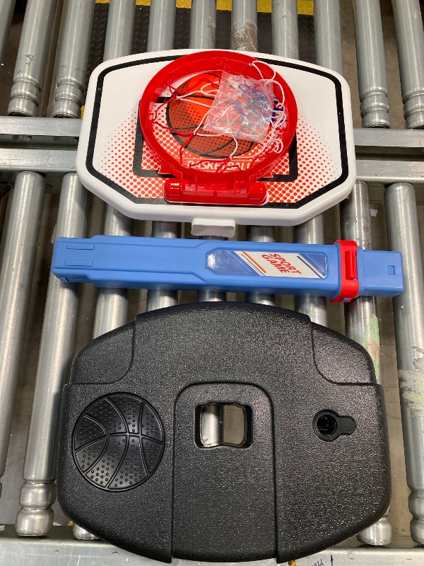 Photo 1 of ***OPEN BOX MISSING PARTS***  HYES 2 in 1 Kids Basketball Hoop and T Ball Set - Adjustable Height, Kids Baseball Tee with Automatic Pitching Machine, Indoor Outdoor Sport Toys Gifts for Toddler Boys Girls Age 1-5, Blue