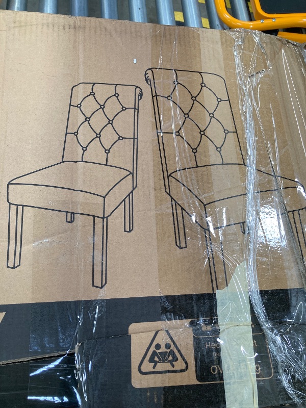 Photo 1 of ***SET OF 2 ONLY ***COLAMY Button Tufted Dining Chairs Set of 2, Parsons Upholstered Fabric Dining Room Chairs Kitchen Chairs with Wood Legs and Padded Seat, Black  ***(BOX RIPPED/TORN)*** 