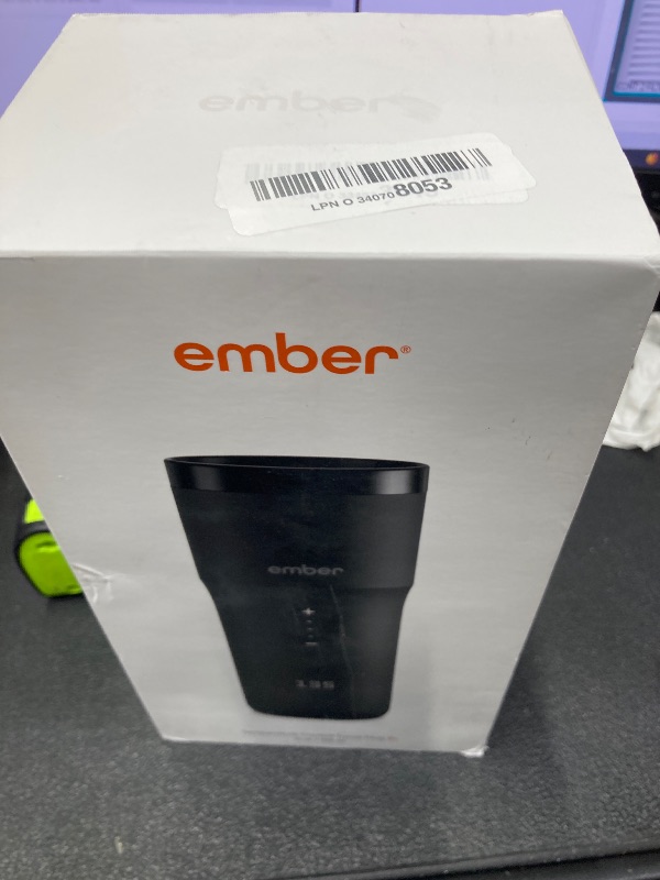 Photo 1 of **MISSING CHARGER STAND**Ember Travel Mug 2+, 12 oz, Temperature Control Smart Travel Mug, Stainless Steel, Slate Black (with Apple Find My)