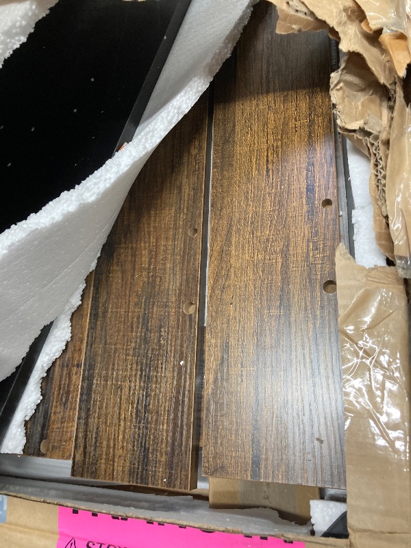 Photo 1 of ***used+ missing parts**** Tribesigns Coffee Table Square LED Coffee Table Engineered Wood Low Center Cocktail Tables for Living Room (Rustic Brown+Black)