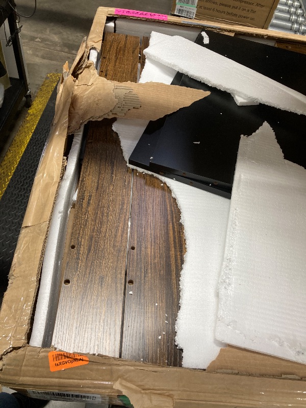 Photo 1 of ***used+ missing parts**** Tribesigns Coffee Table Square LED Coffee Table Engineered Wood Low Center Cocktail Tables for Living Room (Rustic Brown+Black)