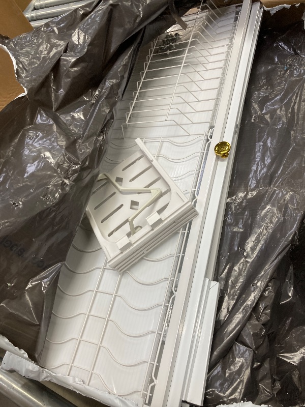 Photo 1 of ****used + missing parts********** Dish Rack Over Sink for Kitchen, 165LBS Load Drying Rack Above Sink with Visible Cabinet Door, Large Carbon Steel Dish Drainer for Dishes, Bowls and Utensils, White