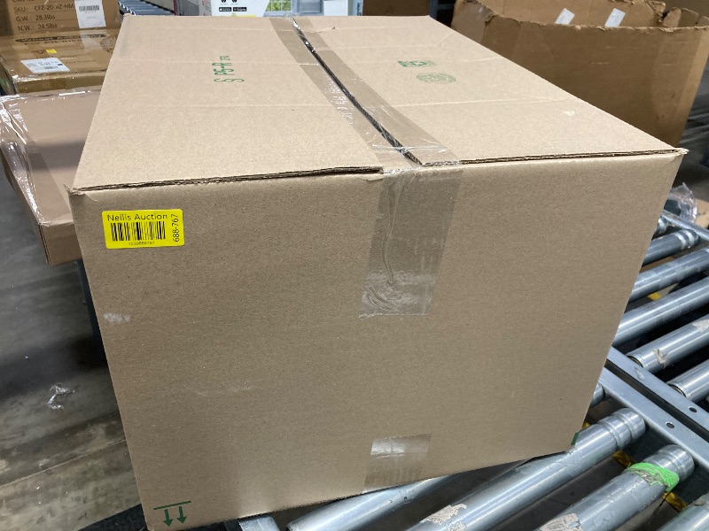 Photo 1 of ****used****WINGBO 54 Inch DC Ceiling Fan with Lights and Remote Control, 5 Reversible Carved Wood Blades, 6-Speed DC Motor, Modern Ceiling Fan in Brass Finish with White Blades, ETL Listed