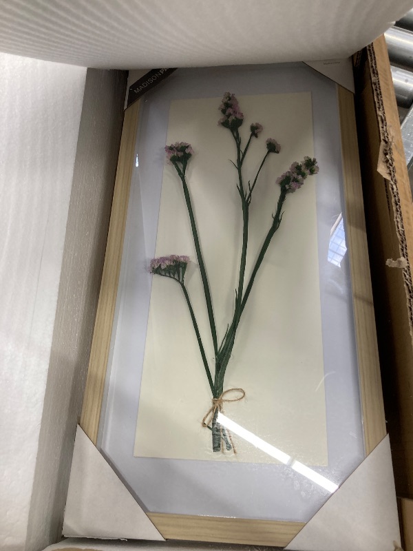 Photo 1 of ***(MINOR DAMAGE -SELLING AS IS)*** Madison Park Wall Art Living Room Décor - Sundried Natural Flowers in Shadowbox Frame, Floral Home Accent, Bedroom Decoration, Ready to Hang, 12" W x 24" H x 1.25" D, Multi 2 Piece