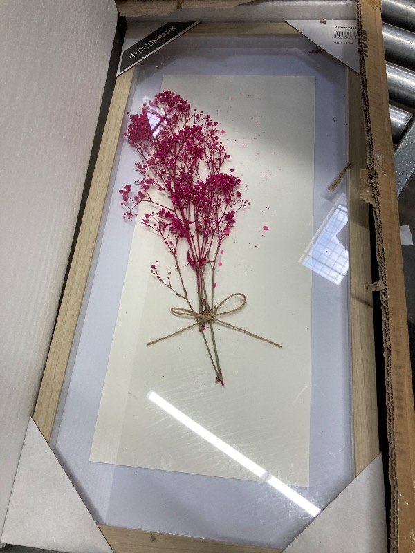 Photo 1 of ***(MINOR DAMAGE -SELLING AS IS)*** Madison Park Wall Art Living Room Décor - Sundried Natural Flowers in Shadowbox Frame, Floral Home Accent, Bedroom Decoration, Ready to Hang, 12" W x 24" H x 1.25" D, Multi 2 Piece