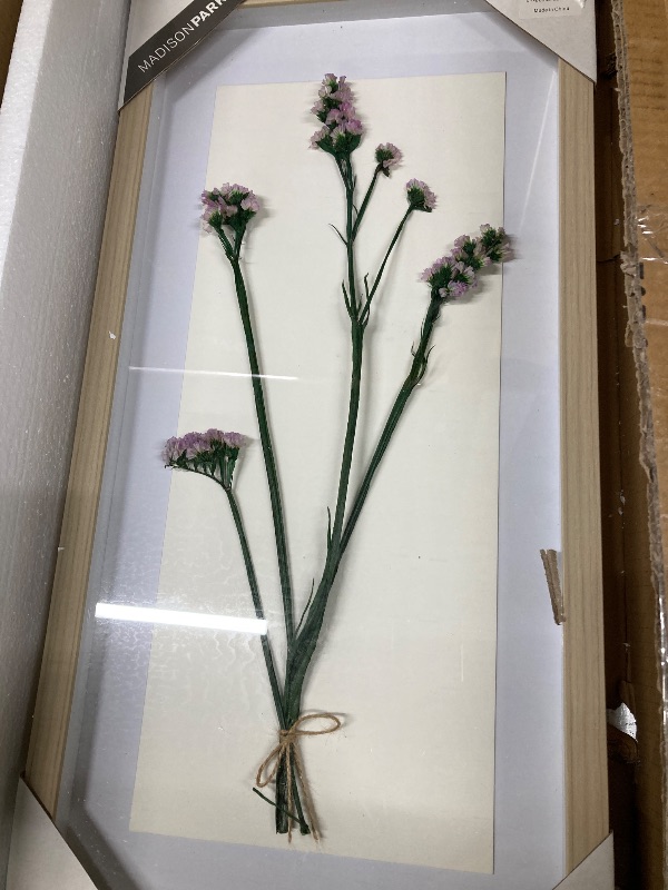 Photo 1 of ***(MINOR DAMAGE -SELLING AS IS)*** Madison Park Wall Art Living Room Décor - Sundried Natural Flowers in Shadowbox Frame, Floral Home Accent, Bedroom Decoration, Ready to Hang, 12" W x 24" H x 1.25" D, Multi 2 Piece