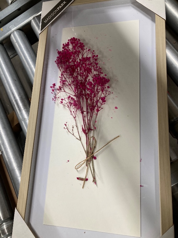 Photo 1 of ***(MINOR DAMAGE -SELLING AS IS)*** Madison Park Wall Art Living Room Décor - Sundried Natural Flowers in Shadowbox Frame, Floral Home Accent, Bedroom Decoration, Ready to Hang, 12" W x 24" H x 1.25" D, Multi 2 Piece
