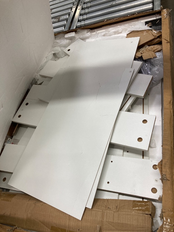 Photo 1 of *** used****LIVELYGLOW Lighted Makeup Vanity Desk, 35.4“W x 15.7'”D x 54“H, White (with Lights and Mirror, Dimming Function, 2 Drawers and 1 Cabiniet, Open Shelves) by Boahaus