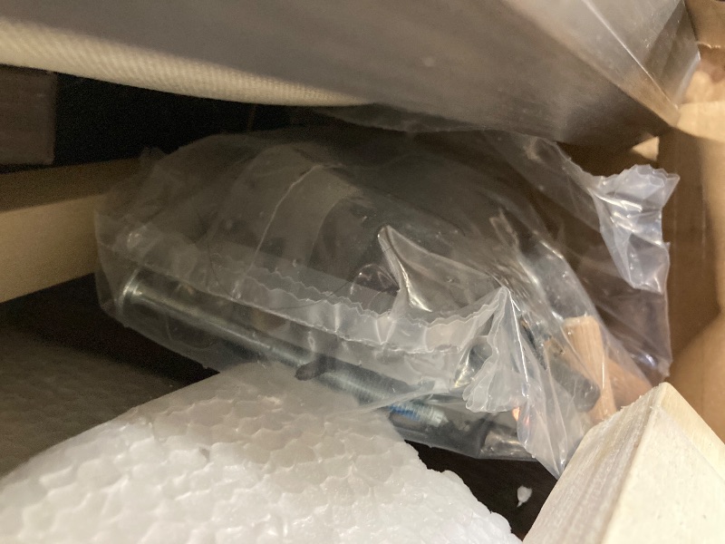 Photo 1 of ***used*** missing parts***HOMCOM Full Size Bed Frame with Upholstered Headboard, Platform Bed Frame with Wooden Slats, No Box Spring Needed, Easy Assembly, Charcoal Gray