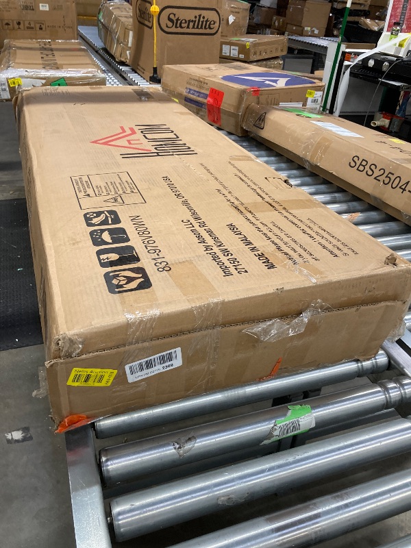 Photo 1 of ***used*** missing parts***HOMCOM Full Size Bed Frame with Upholstered Headboard, Platform Bed Frame with Wooden Slats, No Box Spring Needed, Easy Assembly, Charcoal Gray