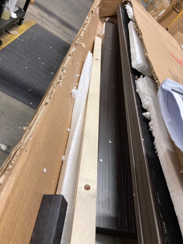 Photo 1 of ***used*** missing parts***HOMCOM Full Size Bed Frame with Upholstered Headboard, Platform Bed Frame with Wooden Slats, No Box Spring Needed, Easy Assembly, Charcoal Gray