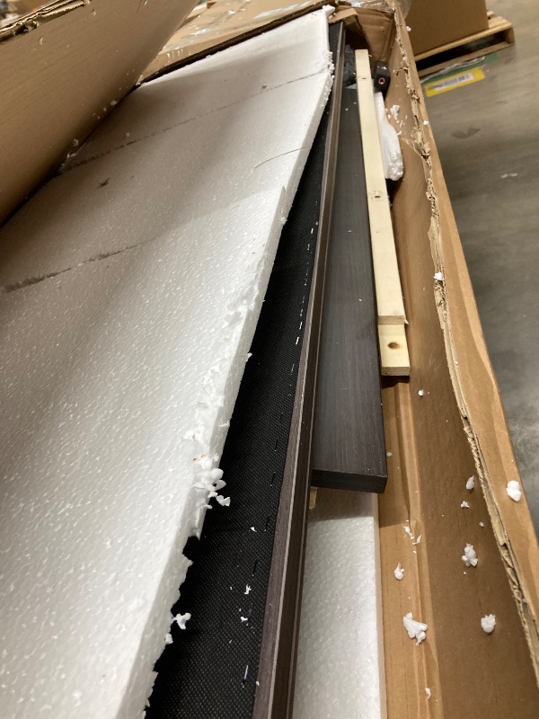 Photo 1 of ***used*** missing parts***HOMCOM Full Size Bed Frame with Upholstered Headboard, Platform Bed Frame with Wooden Slats, No Box Spring Needed, Easy Assembly, Charcoal Gray