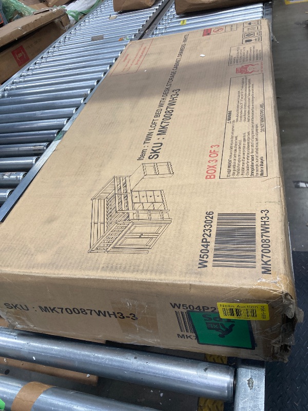 Photo 1 of *MISSING REST OF THE BOXES******BOX 3 OF 3********Twin loft bed with desk , storage cabinet drawers white