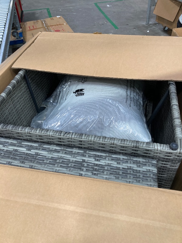 Photo 1 of **BOX 2 OF 4 ONLY/DOES CONTAINS ONE CORNER CHAIR AND ONE MIDDLE CHAIR WITH CUSHIONS/INCOMPLETE SET**Direct Wicker 7-Piece Patio Garden Rattan Wicker Dining Sofa Set with Cushions - Gray