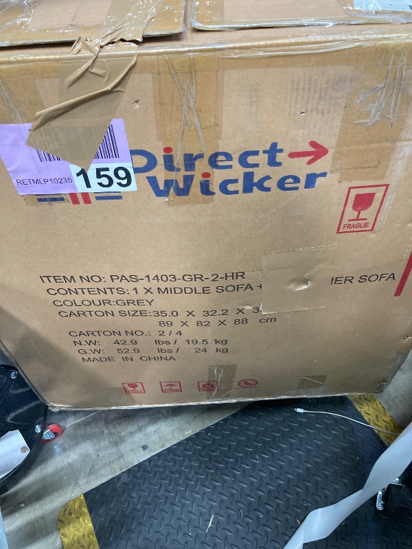 Photo 1 of **BOX 2 OF 4 ONLY/DOES CONTAINS ONE CORNER CHAIR AND ONE MIDDLE CHAIR WITH CUSHIONS/INCOMPLETE SET**Direct Wicker 7-Piece Patio Garden Rattan Wicker Dining Sofa Set with Cushions - Gray