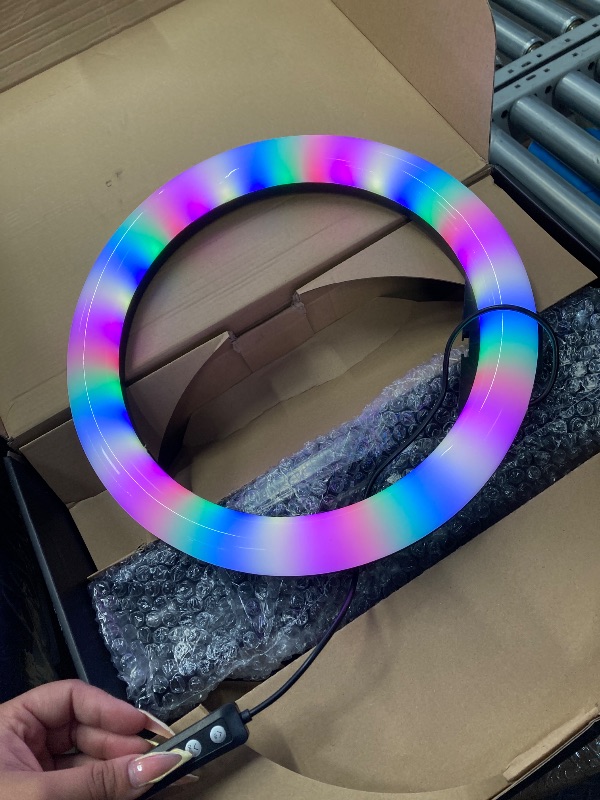 Photo 1 of 13" LED RGB Selfie Ring Light Mini & Extendable Tripod Stand & Phone Holder 10 Brightness Level 26 Light Modes Dimmable Ringlight for Beauty Makeup Live Streaming YouTube Video Photography Shooting
