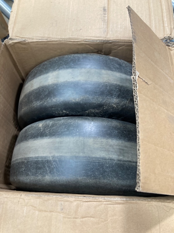 Photo 1 of 13x5.00-6" Flat Free Tire and Wheel Smooth Tire with Rim for Residential Lawn Mower Deck 36"-46" Garden Tractor | 3.25"-5.9" Centered Hub | Bore ID 3/4" 2PCS