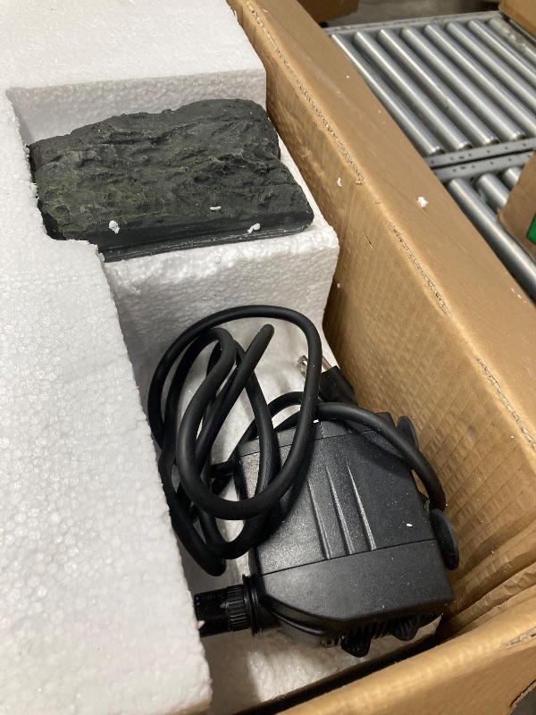 Photo 1 of **MISSING POWER PLUG**Alpine Corporation TZL240 76" Long Outdoor Tiered Rocky River Stream Water Fountain with Color-Changing LED Lights for Patio, Yard and Backyard Decor, Brown
