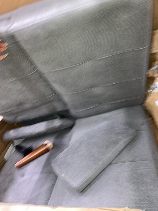 Photo 1 of ***(PARTS ONLY -SELLING AS PARTS)*** COLAMY Futon Sofa Bed-Fabric Small Futon Couch, Convertible Design with 2 Cup Holders, Removable Soft Armrest, Adjustable Backrest for Dorm/Bedroom/College Lightgrey            ***(MISSING LEG, BOX RIPPED/TORN)**