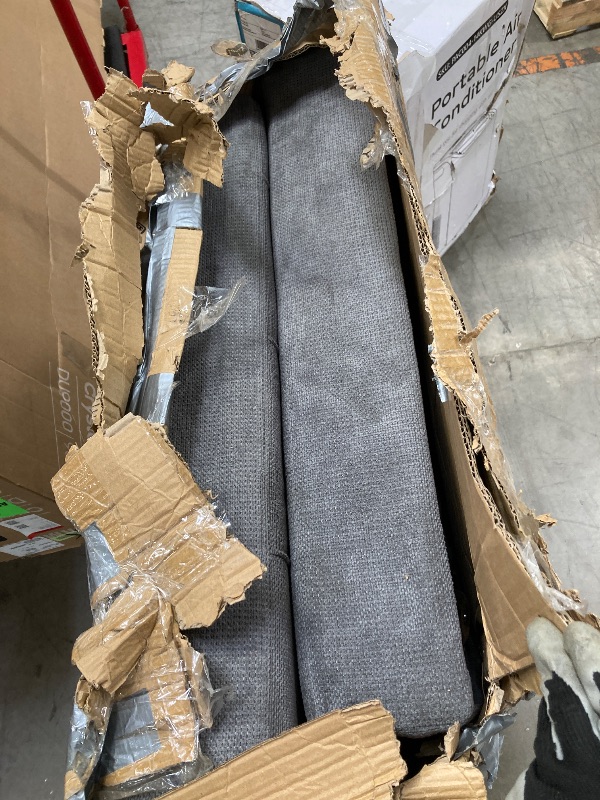 Photo 1 of ***(PARTS ONLY -SELLING AS PARTS)*** COLAMY Futon Sofa Bed-Fabric Small Futon Couch, Convertible Design with 2 Cup Holders, Removable Soft Armrest, Adjustable Backrest for Dorm/Bedroom/College Lightgrey            ***(MISSING LEG, BOX RIPPED/TORN)**