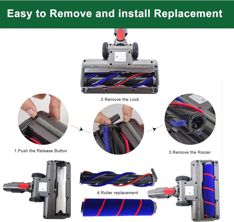 Photo 1 of 
Click to see full view







EZ SPARES 2-in-1 Vacuum Cleaner Head for DYS V7/V8/V10/V11/V15 - Motorized Floor Brush & Carpet Brush Combo | Multi-Angle Swivel Soft Roller Head (Includes Both Floor & Carpet Brush Head