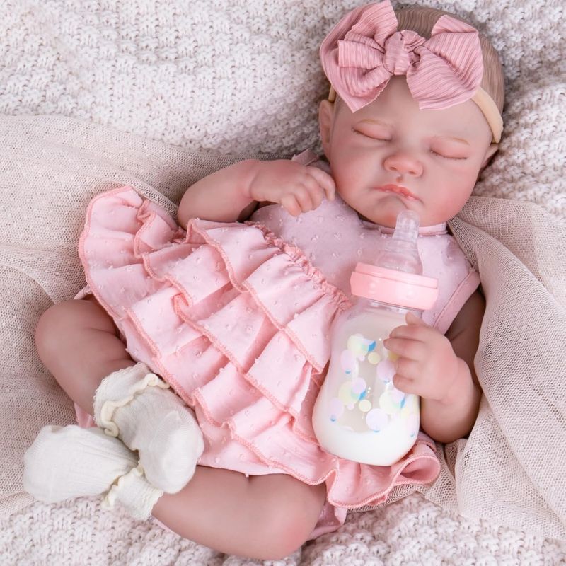 Photo 1 of  Reborn Baby Dolls Girl 20'' Realistic Sleeping Newborn - Lifelike Poseable Vinyl Baby Doll with Feeding & Outfit Set - Weighted Body for Cuddling, Gift for Collectors & Kids 3+