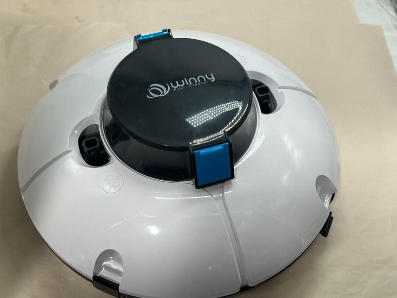 Photo 1 of (2025 Upgrade) Cordless Robotic Pool Cleaner, Winny Pool Cleaner Automatic Pool Vacuum with Dual Filters, 80 Mins Runtime, Ideal for Flat Above Pools Up to 645 Sq.Ft (White and Blue) *Use for parts*
