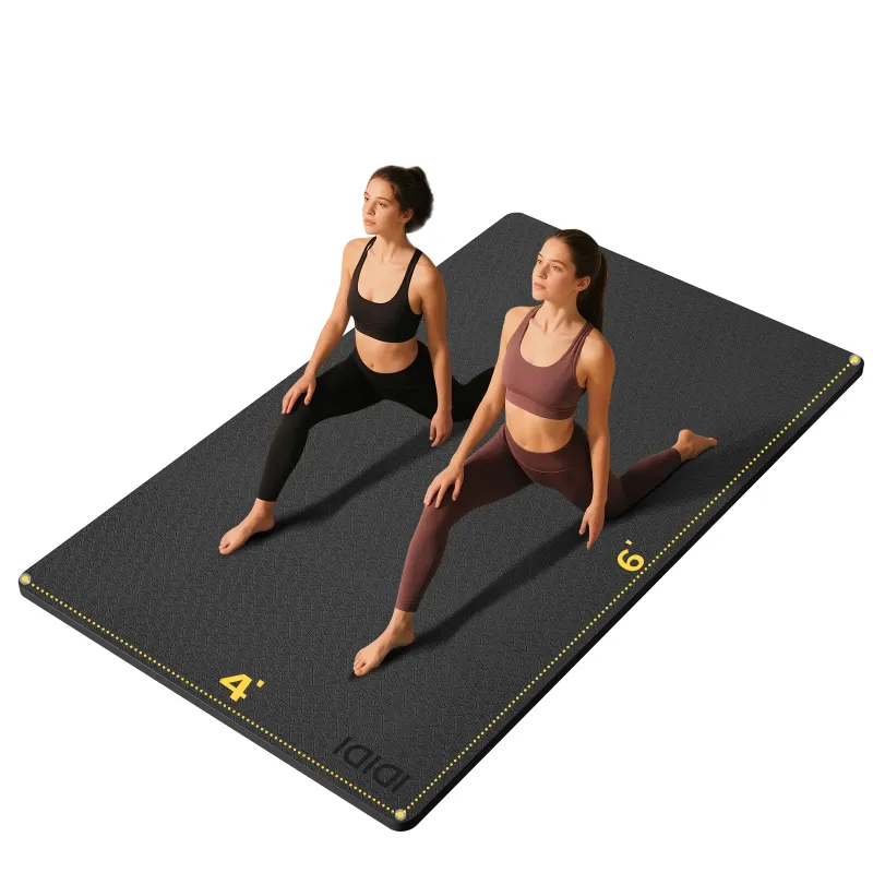 Photo 1 of 10mm Large Yoga Mat (6'x 4') with Soft Fabric - Extra Long and Wide 72 x 48 x 0.4 inches, Non-Slip Surface, Eco-Friendly, Lightweight, Thick Wide Exercise Mat for Home Workouts or Gym Fitness .Black
