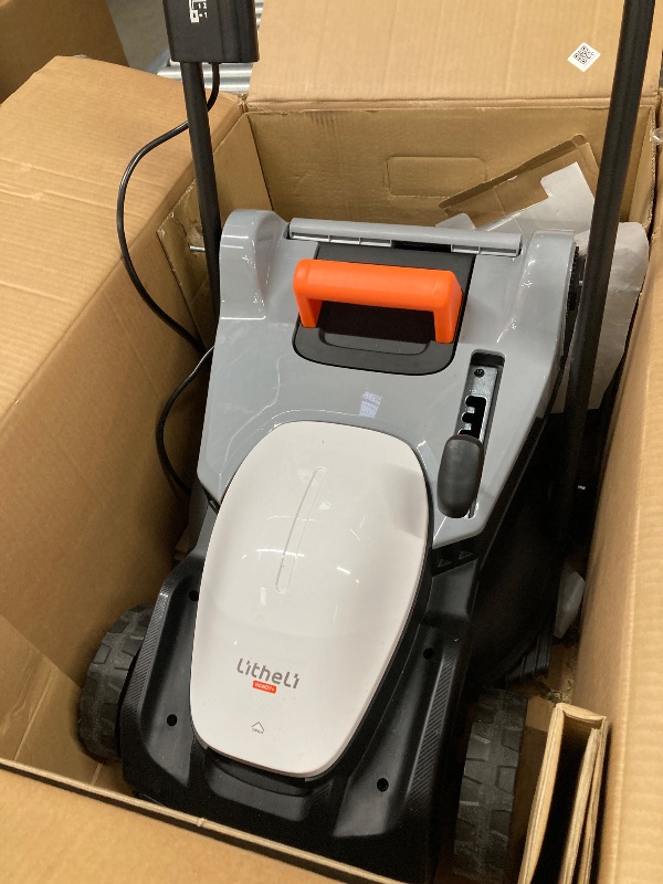 Photo 1 of ***(MISSING CORDS, SELLING AS PARTS ONLY)***  Litheli Cordless Lawn Mower, 2*20V Electric Lawn Mowers, 15 Inch, Adjustment Heights, Light Weight, With 2*4.0Ah Portable Battery, for Garden/Yard/Farm***(MISSING CORDS, SELLING AS PARTS ONLY)*** 