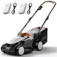 Photo 1 of ***(MISSING CORDS, SELLING AS PARTS ONLY)***  Litheli Cordless Lawn Mower, 2*20V Electric Lawn Mowers, 15 Inch, Adjustment Heights, Light Weight, With 2*4.0Ah Portable Battery, for Garden/Yard/Farm***(MISSING CORDS, SELLING AS PARTS ONLY)*** 